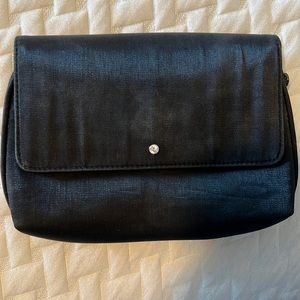 Small Swarovski black satin clutch